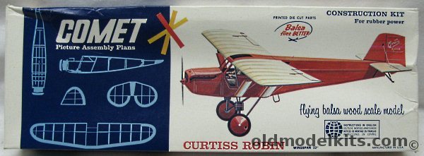 Comet Curtiss Robin - 22 inch Wingspan Balsa Flying Model Airplane, 3303 plastic model kit